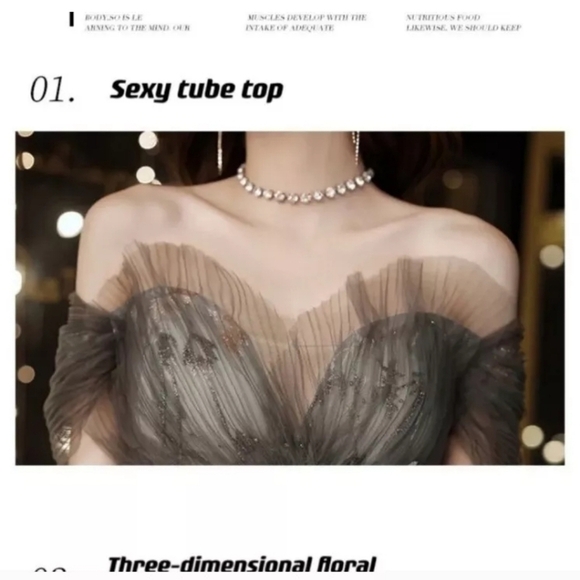 Gray, Floral Print ,Case Up, Applique,  Lace, Mesh, Sequins, Ball Gown - Picture 9 of 16